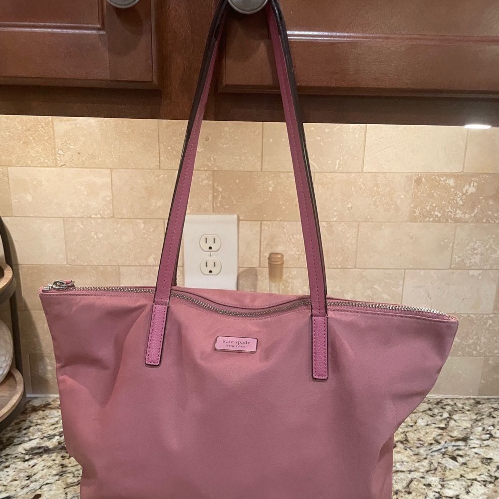 Kate Spade Medium Nylon Hayden Top d Tote, Pink, Zipper Closure - Picture 6 of 11
